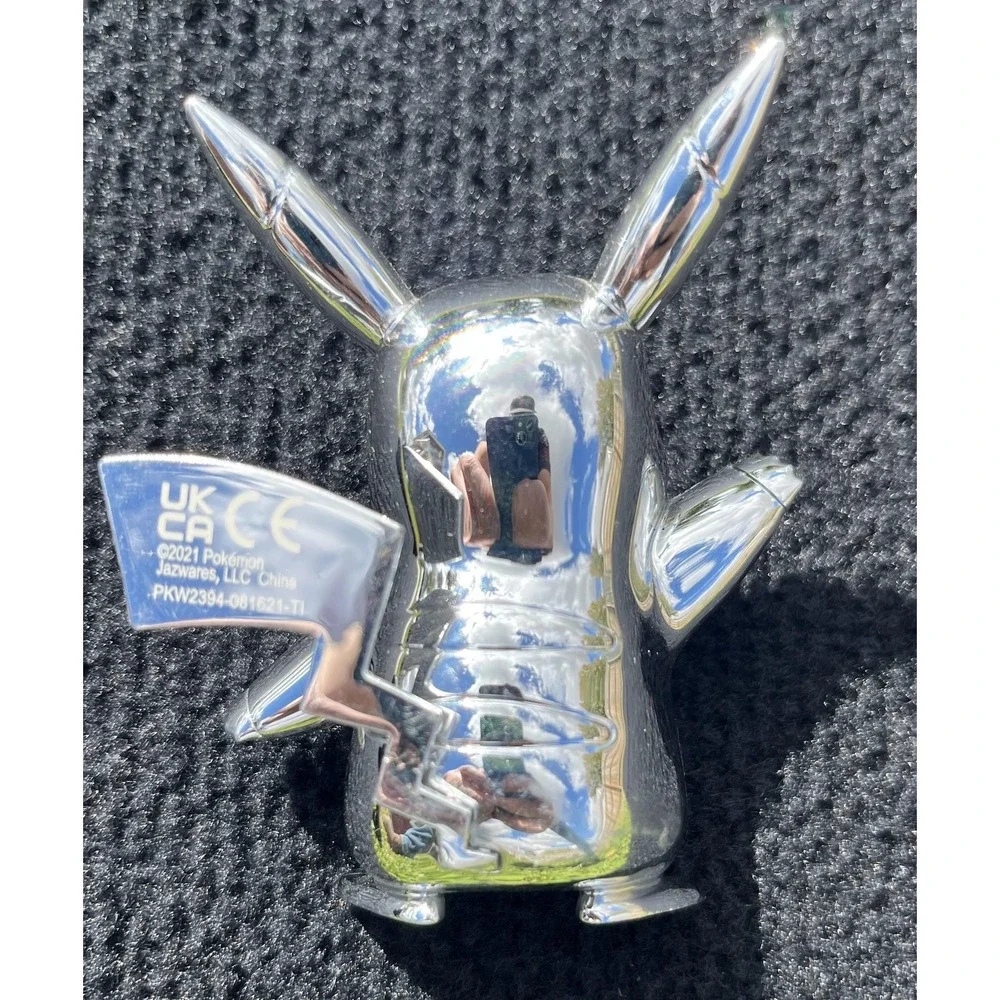 Pokemon Pikachu Silver‎ Metallic Figure Jazwares 2021 Chrome Collectible Shiny